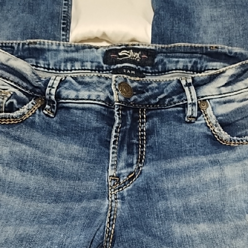 Silver Jeans Distressed Straight Leg Sam Denim Jeans 30x29